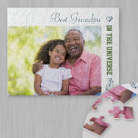 Best Grandpa in the Universe - Custom Photo Jigsaw Puzzle<br><div class="desc">Personalize this simple and modern jigsaw puzzle for your grandad (grandpa, papa etc). The template is set up ready for you to add your own photo and edit the sample wording if you wish. Sample text currently reads "Best Grandpa in the universe". The design has a trendy colour palette of...</div>