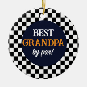 Best Grandpa Modern Check Ceramic Ornament