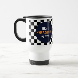 Best Grandpa Modern Chequered Pattern Travel Mug