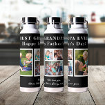 Best grandpa modern photo collage typography water bottle<br><div class="desc">Modern contemporary Happy Father's Day BEST GRANDPA EVER five family photo collage personalized keepsake simple black and white water bottle with a bold typography script template. Create your own with 5 custom family pictures and your text! You can change the colours of text and background. It can be a cute...</div>