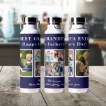 Best grandpa modern photo collage typography water bottle<br><div class="desc">Modern contemporary Happy Father's Day BEST GRANDPA EVER five family photo collage personalized keepsake simple navy and white water bottle with a bold typography script template. Create your own with 5 custom family pictures and your text! You can change the colours of text and background. It can be a cute...</div>