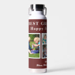 Best grandpa modern photo collage typography water bottle<br><div class="desc">Modern contemporary Happy Father's Day BEST GRANDPA EVER five family photo collage personalized keepsake simple burgundy and white water bottle with a bold typography script template. Create your own with 5 custom family pictures and your text! You can change the colours of text and background. It can be a cute...</div>