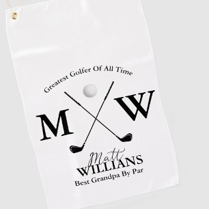 Best Grandpa name monogram on white Golf Towel