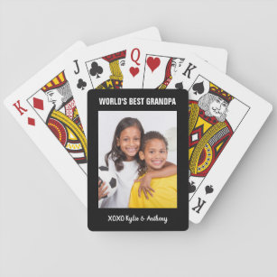 Best Grandpa Personalized Names Photo Playing Cards