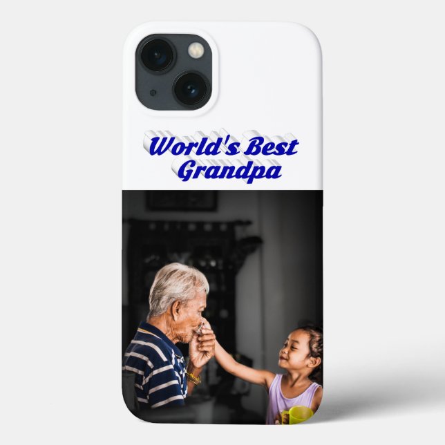 Best Grandpa photo blue text Case-Mate iPhone Case (Back)