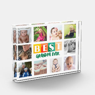 BEST GRANDPA Photo Collage Personalized Modern Block