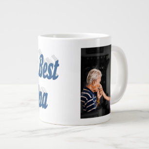 Best Grandpa photo sea blue text Large Coffee Mug