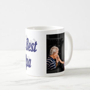 Best Grandpa photo with dark blue text coffee mug