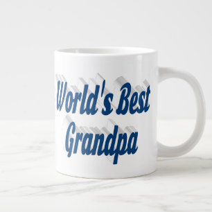 Best Grandpa sea blue text Large Coffee Mug