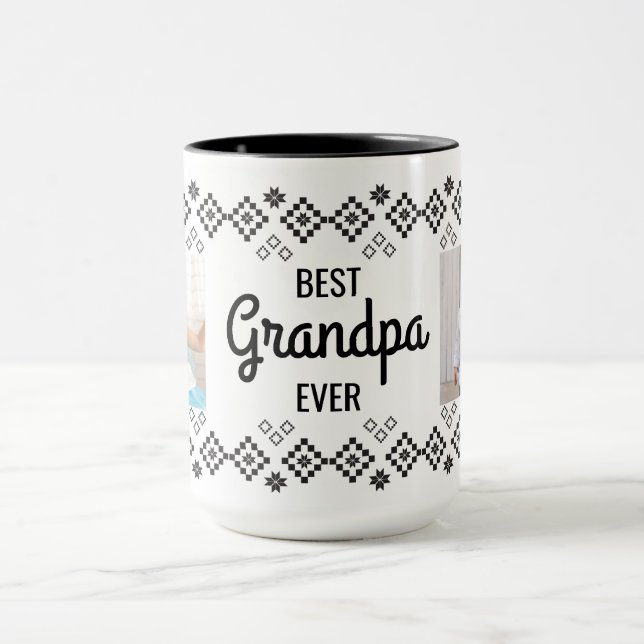 Best Grandpa with Dual Photos Mug (Center)