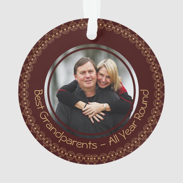 BEST GRANDPARENTS Custom PHOTO Ornament (Back)
