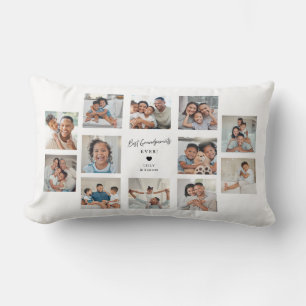 Best Grandparents Ever 12 Family Photo Collage Lumbar Pillow