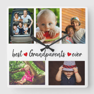 Best Grandparents Ever 5 Photo Square Wall Clock