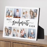 Best Grandparents Ever 8 Photo Collage White Plaque<br><div class="desc">Give the best grandparents ever a gift they'll cherish. This photo collage plaque features eight of their favourite square photos of the grandkids, along with the message "Best Grandparents Ever." The word "grandparents" appears in elegant black handwriting script with flourishes at the beginning and end on a white background. An...</div>