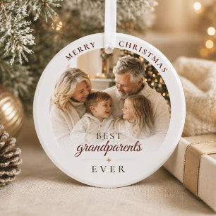 Best Grandparents Ever Custom Photo Christmas Ceramic Ornament