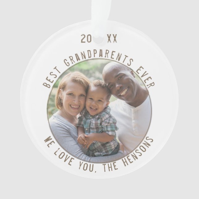 Best Grandparents Ever Modern Keepsake Photo Ornament (Front)