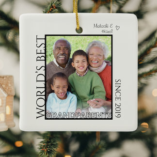 Best Grandparents Photo Name Christmas Gift Ceramic Ornament