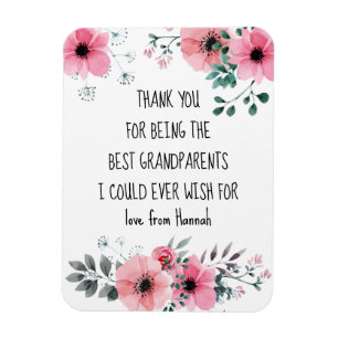 Best Grandparents Quote Pink Floral Personalized Magnet