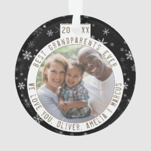 Best Grandparents Snowflake Black Keepsake Photo Ornament