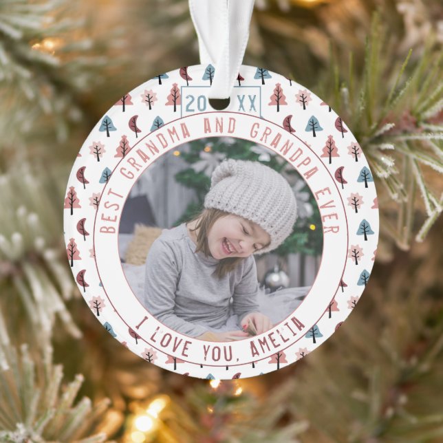 Best Grandparents Trees Pastel Keepsake Photo Ornament (Tree)