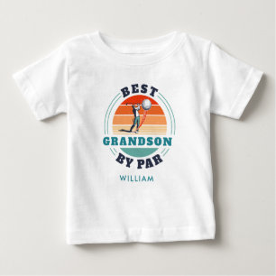 Best Grandson By Par Retro Birthday Personalized Baby T-Shirt