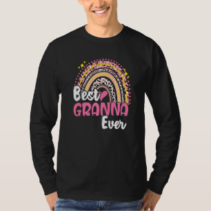 Best Granna Ever Funny Pink Leopard Rainbow Mother T-Shirt