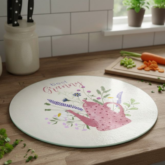 Best Granny Custom Round Glass Cutting Board  (Creator Uploaded)