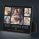 Best Granny Ever 5-Photo Collage Keepsake Custom Plaque<br><div class="desc">Simple and clean design lets your family photos shine on this Best Granny Ever plaque. A large photograph in the centre with two smaller photos on either side let you insert your own photos easily. Best Granny Ever is written below in a modern font. Two lines below let you complete...</div>