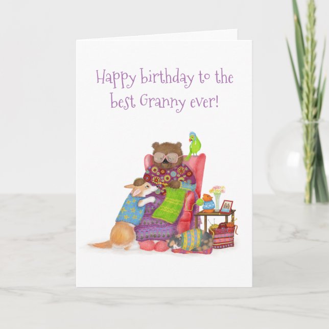Best Granny ever birthday card with cute bear (Front)