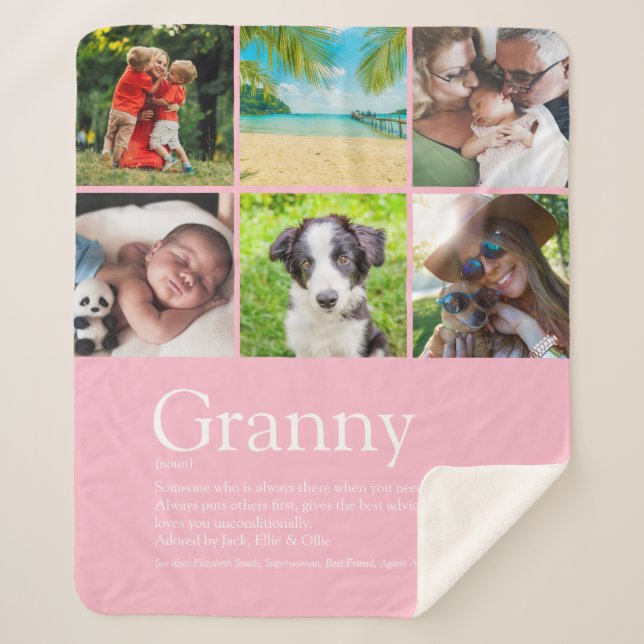 Best Granny, Grandma Definition 6 Photo Collage Sherpa Blanket (Front)