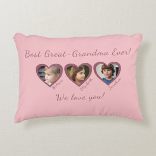 Best Great Grandma Custom Three Photo Template  Accent Pillow