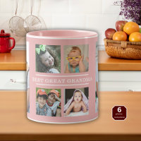 Best Great Grandma Grandkids 6 Photo Collage Pink