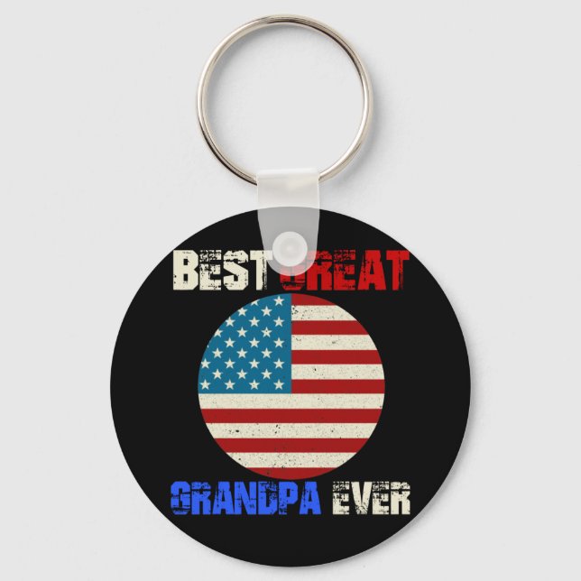 Best Great Grandpa Ever American Flag Father's Day Keychain (Front)
