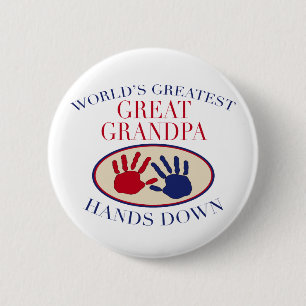 Best Great Grandpa Hands Down 2 Inch Round Button