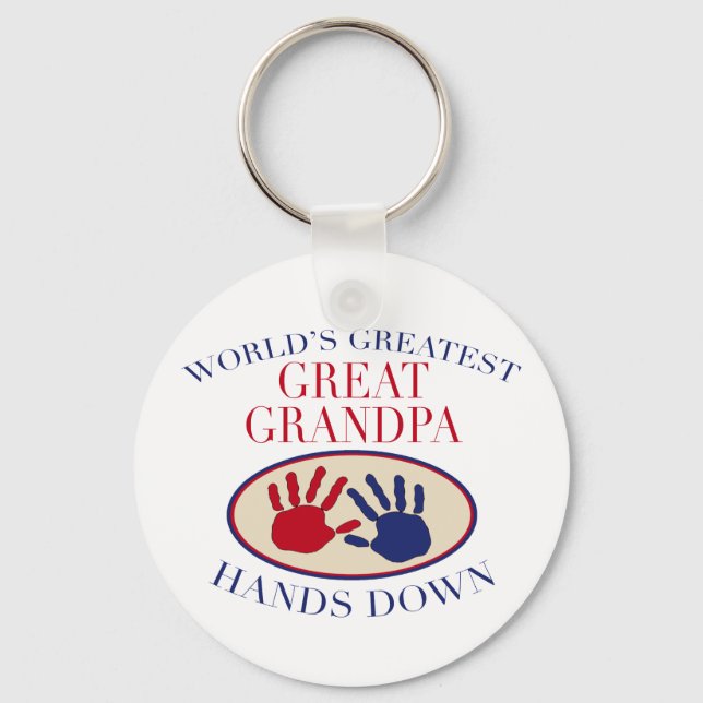 Best Great Grandpa Hands Down Keychain (Front)