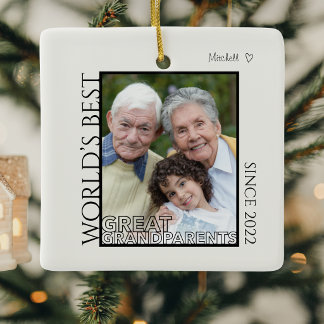 Best Great Grandparents Photo Christmas Gift Ceramic Ornament