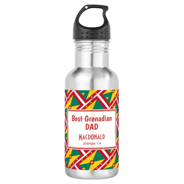 BEST GRENADIAN DAD MOM Grenada Flag Customized 532 Ml Water Bottle (Front)