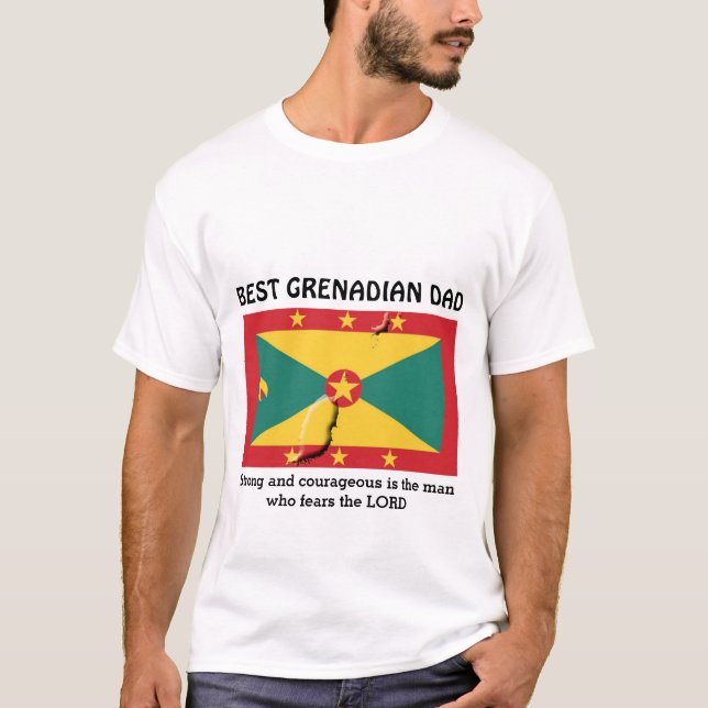 BEST GRENADIAN DAD Strong Courageous Personalized T-Shirt (Front)