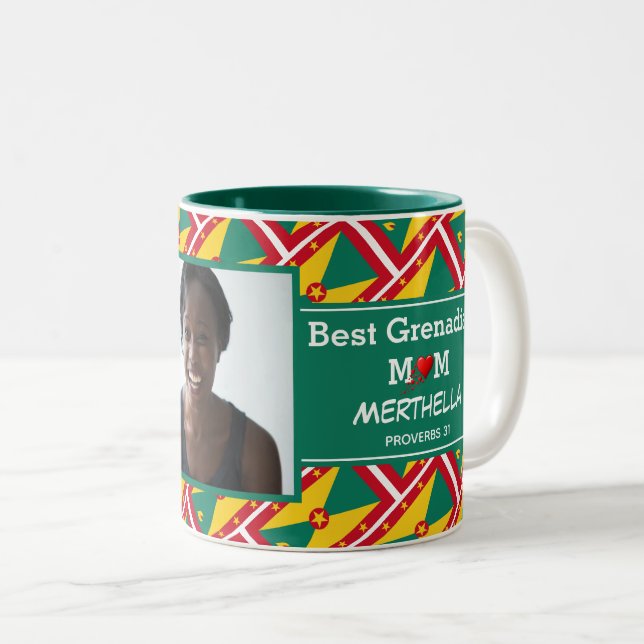 BEST GRENADIAN MOM Personalized Photo Two-Tone Coffee Mug (Front Right)