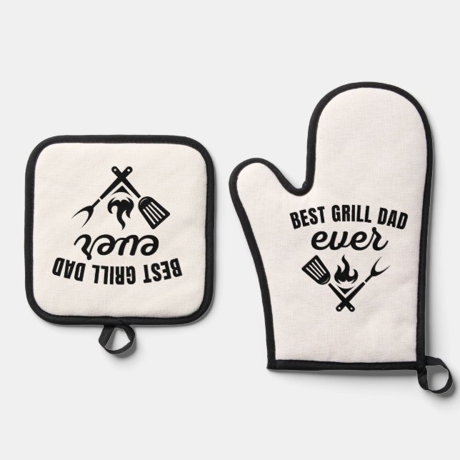 "Best Grill Dad Ever Oven Mitt and Pot Holders Oven Mitt & Pot Holder Set (Front)