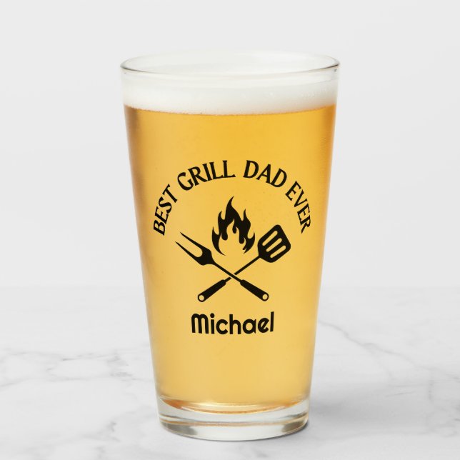 best grill dad, personalized stylish bbq glass (Front Filled)