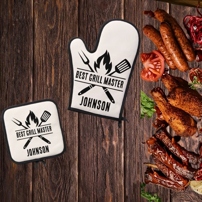 Best Grill Master Father's Day Dad Oven Mitt & Pot Holder Set (Creator Uploaded)