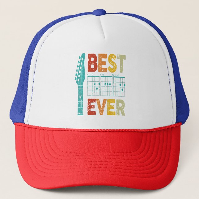 Best guitar dad ever chords best dad guitar shirt  trucker hat (Front)
