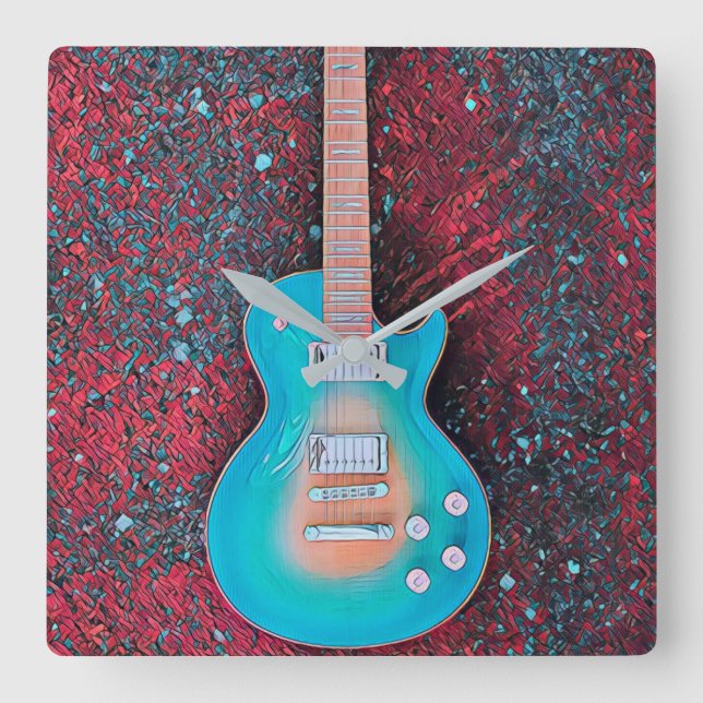 Best guitarist ever square wall clock (Front)