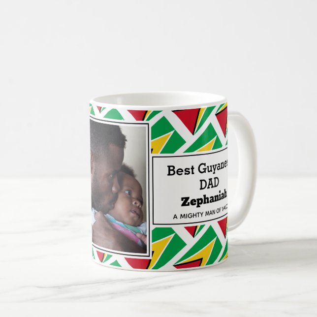 BEST GUYANESE DAD Guyanese Flag Personalized Photo Coffee Mug (Front Right)