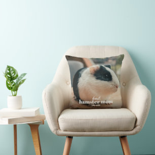 Best Hamster Mom Ever Modern Custom Pet Photo Throw Pillow