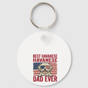 Best Havanese Dad Ever Patriotic Dog Shirt Design_ Keychain