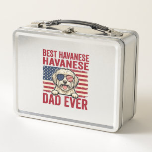 Best Havanese Dad Ever Patriotic Dog Shirt Design_ Metal Lunch Box