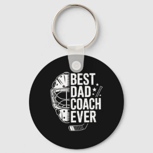 Best Hockey Dad Coach Ever Retro Father Hockey Coa Keychain
