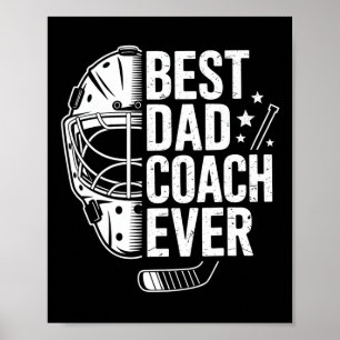 Best Hockey Dad Coach Ever Retro Father Hockey Coa Poster